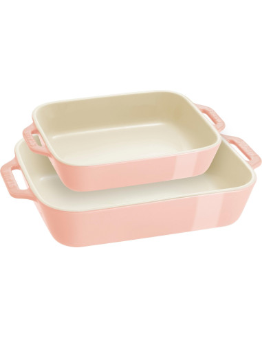 Staub Cooking Zestaw 2 Półmisków Prostokątnych, Jasnoróżowy