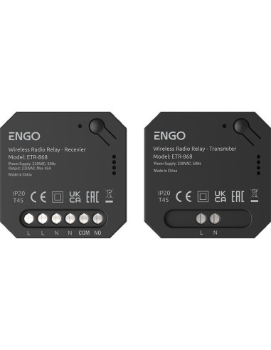 Przekaźnik Bezprzewodowy Engolink, Nadajnik+Odbiornik Sterowany Radiowo, 868Mhz, 230V