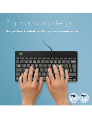 R-Go Tools Ergonomiczna R-Go Compact Break Klawiatura, Z Oprogramowaniem Do Robienia Przerw, Qwerty (Uk), Przewodowa, Czarna