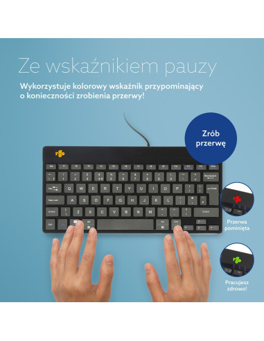 R-Go Tools Ergonomiczna R-Go Compact Break Klawiatura, Z Oprogramowaniem Do Robienia Przerw, Qwerty (Uk), Przewodowa, Czarna
