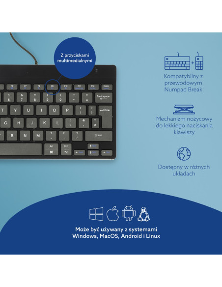 R-Go Tools Ergonomiczna R-Go Compact Break Klawiatura, Z Oprogramowaniem Do Robienia Przerw, Qwerty (Uk), Przewodowa, Czarna