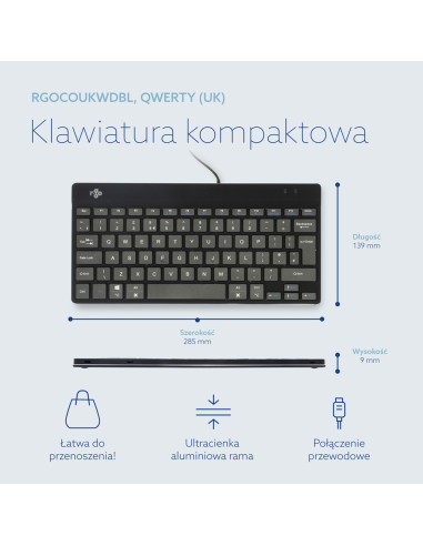 R-Go Tools Ergonomiczna R-Go Compact Break Klawiatura, Z Oprogramowaniem Do Robienia Przerw, Qwerty (Uk), Przewodowa, Czarna