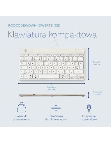 R-Go Tools Ergonomiczna R-Go Compact Break Klawiatura, Z Oprogramowaniem Do Robienia Przerw, Qwertz (De), Przewodowa, Biała