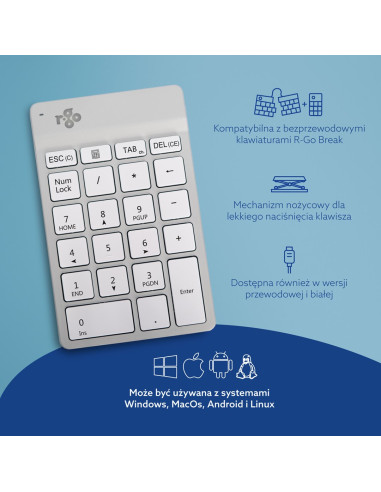 R-Go Tastatur Nummernblock Break Bluetooth Weiăź