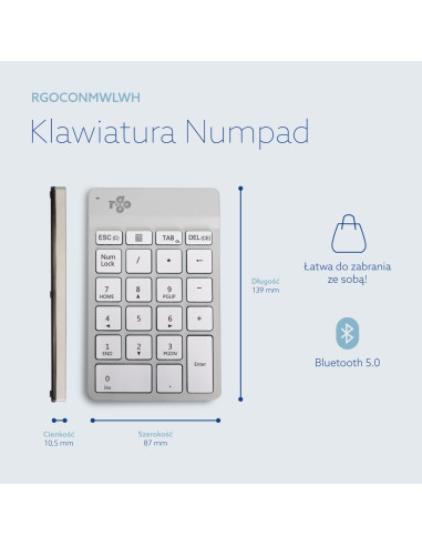 R-Go Tastatur Nummernblock Break Bluetooth Weiăź
