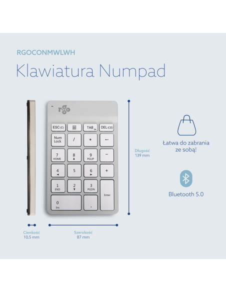 R-Go Tastatur Nummernblock Break Bluetooth Weiăź