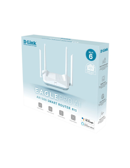 D-Link Eagle Pro Ai Ax1500 Smart Router Router Bezprzewodowy Gigabit Ethernet Dual-Band (2.4 Ghz/5 Ghz) Biały