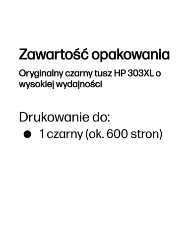 Hp Oryginalny Czarny Tusz 303Xl O Wysokiej Wydajności
