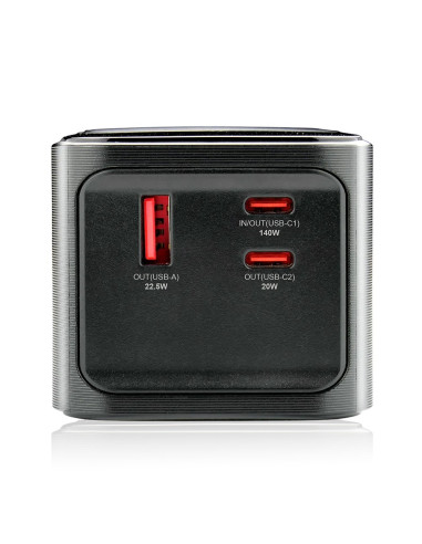 Everactive Powerbank 27 000Mah, 1X Usb, 2X Usb-C, 162,5W, Qc4+, Wbudowana Latarka, Wyświetlacz Lcd, Czarny Eb-27Q