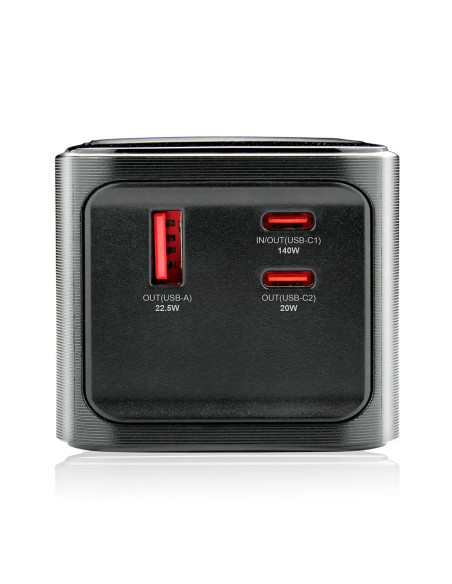 Everactive Powerbank 27 000Mah, 1X Usb, 2X Usb-C, 162,5W, Qc4+, Wbudowana Latarka, Wyświetlacz Lcd, Czarny Eb-27Q