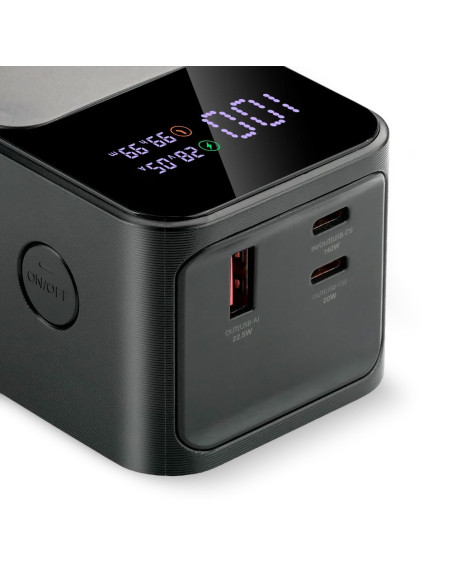 Everactive Powerbank 27 000Mah, 1X Usb, 2X Usb-C, 162,5W, Qc4+, Wbudowana Latarka, Wyświetlacz Lcd, Czarny Eb-27Q