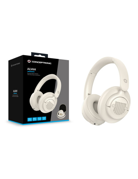 Conceptronic Alvah02C Słuchawki/Zestaw Słuchawkowy Przewodowy I Bezprzewodowy Opaska Na Głowę Muzyka Bluetooth Kremowy