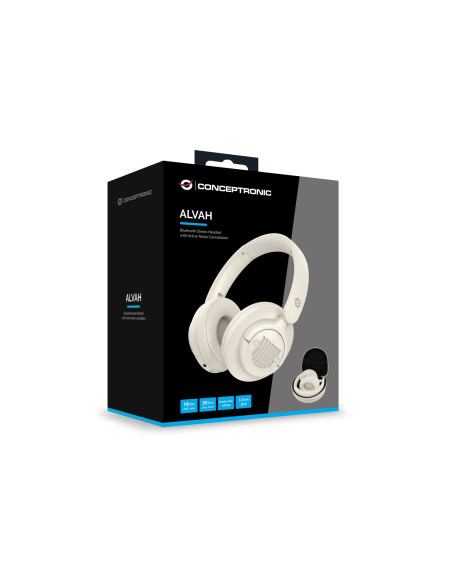 Conceptronic Alvah02C Słuchawki/Zestaw Słuchawkowy Przewodowy I Bezprzewodowy Opaska Na Głowę Muzyka Bluetooth Kremowy