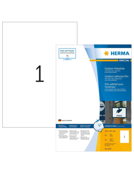 Herma 9543 Samoprzylepne Etykiety Prostokąt Biały 40 Szt.