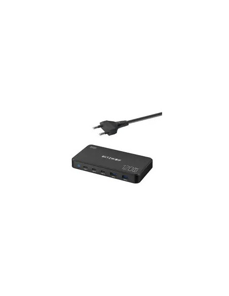 Sieciowa Stacja Ładująca Blitzwolf 5 W 1 Czarna / 120W / 2Xusb-A / 3Xusb-C