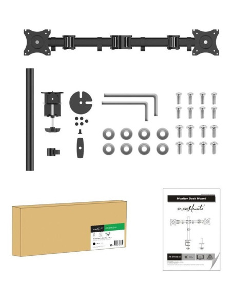 Puremounts Pm-Office-02 Uchwyt / Stojak Do Monitorów 68,6 Cm (27") Biurko Czarny