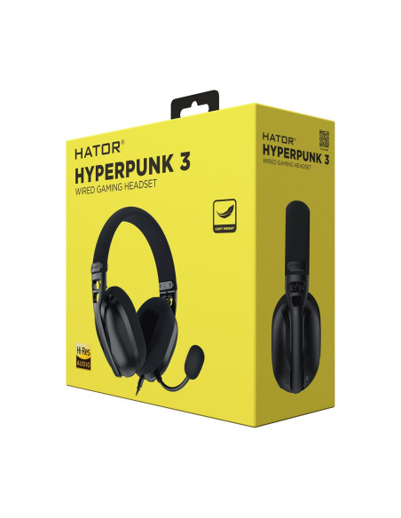 Hator Hyperpunk 3 Usb Zestaw Słuchawkowy Przewodowa Douszny Gaming Usb Type-C / Usb Type-A Czarny