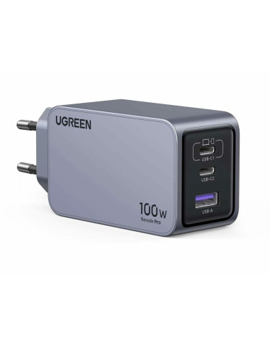Ugreen Nexode Pro Eu 3-Port Gan Pd Fast Charger With Usb-C Cable Uniwersalne Czarny, Szary Prąd Przemienny Szybkie Ładowanie Wew