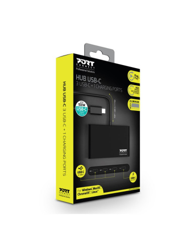 Port Designs 900147 Huby I Koncentratory Usb Type-C 5000 Mbit/S Czarny