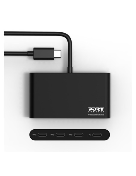 Port Designs 900147 Huby I Koncentratory Usb Type-C 5000 Mbit/S Czarny
