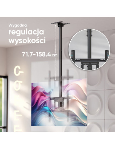Onkron N1L-B Uchwyt Sufitowy Obrotowo-Pochylny Do Ekranu 32"-80" Maks 68 Kg Czarny