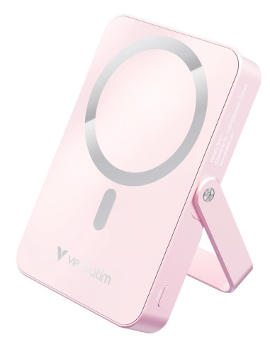 Powerbank Verbatim Charge 'N' Go Magnetic Wireless With Stand 10000Mah Usb-C Pd 3.0 Pink