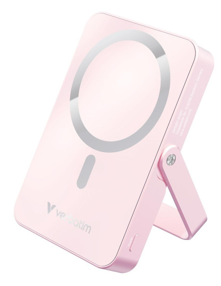 Powerbank Verbatim Charge 'N' Go Magnetic Wireless With Stand 10000Mah Usb-C Pd 3.0 Pink