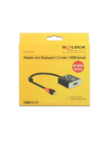 Delock 62735 Adapter Kablowy 0,2 M Mini Displayport Hdmi Typu A (Standard) Czarny