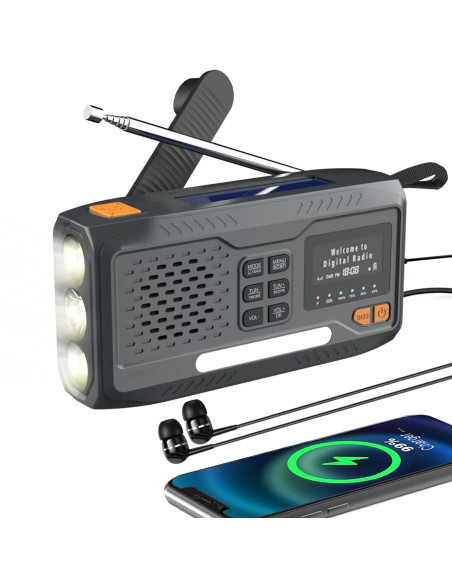 Extralink Radio Awaryjne Bluetooth Solarne Z Korbka Dynamo Powerbank 4000Mah Z Latarka Sos Bt-4000 Przenośny Analogowe I Cyfrowe