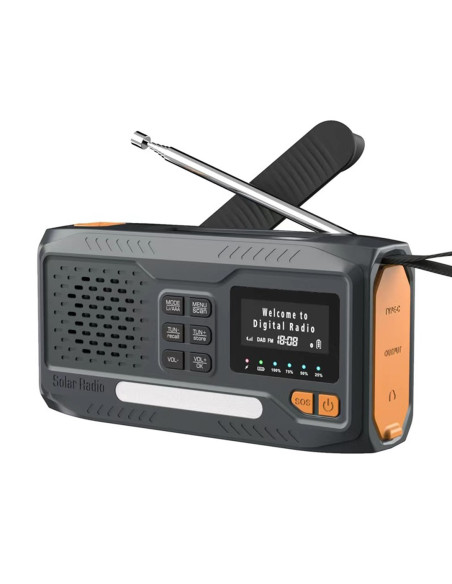 Extralink Radio Awaryjne Bluetooth Solarne Z Korbka Dynamo Powerbank 4000Mah Z Latarka Sos Bt-4000 Przenośny Analogowe I Cyfrowe