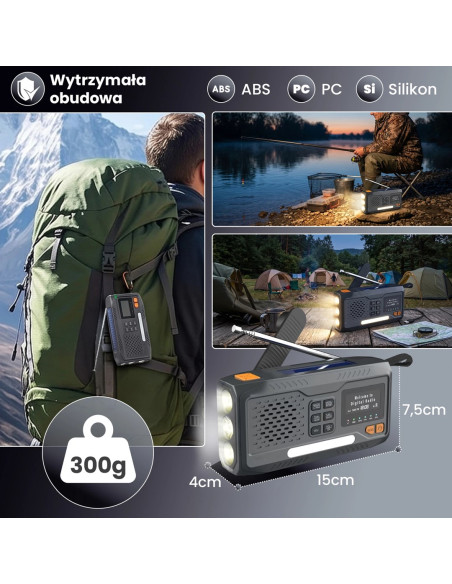 Extralink Radio Awaryjne Bluetooth Solarne Z Korbka Dynamo Powerbank 4000Mah Z Latarka Sos Bt-4000 Przenośny Analogowe I Cyfrowe