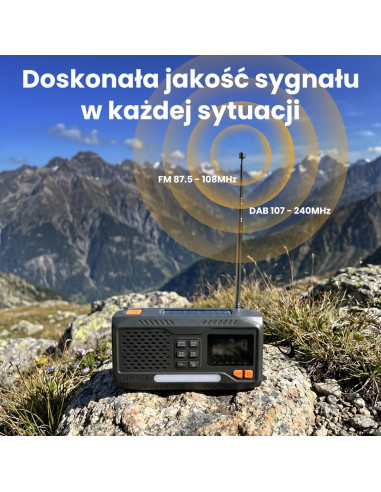 Extralink Radio Awaryjne Bluetooth Solarne Z Korbka Dynamo Powerbank 4000Mah Z Latarka Sos Bt-4000 Przenośny Analogowe I Cyfrowe