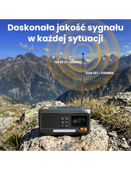 Extralink Radio Awaryjne Bluetooth Solarne Z Korbka Dynamo Powerbank 4000Mah Z Latarka Sos Bt-4000 Przenośny Analogowe I Cyfrowe
