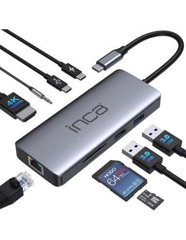 Inca Itpc-10Tx Huby I Koncentratory Usb Type-C 5000 Mbit/S Szary