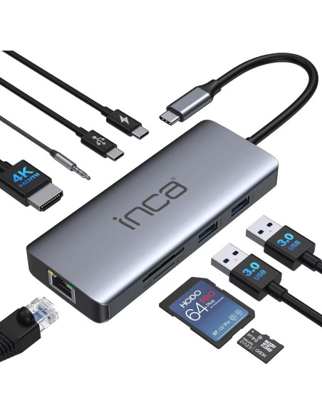 Inca Itpc-10Tx Huby I Koncentratory Usb Type-C 5000 Mbit/S Szary