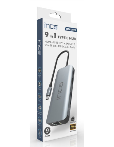 Inca Itpc-10Tx Huby I Koncentratory Usb Type-C 5000 Mbit/S Szary