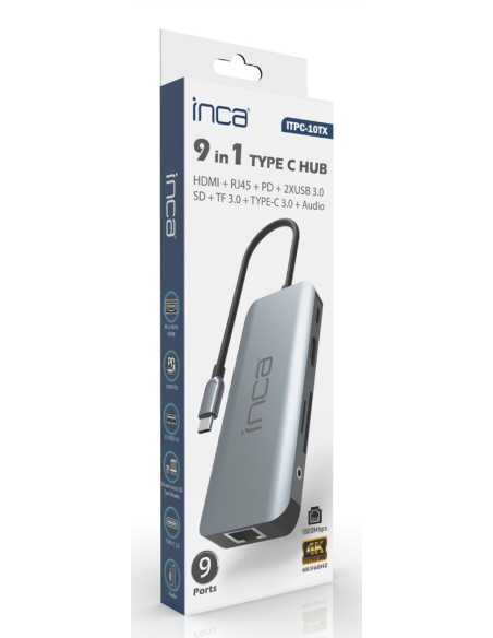 Inca Itpc-10Tx Huby I Koncentratory Usb Type-C 5000 Mbit/S Szary
