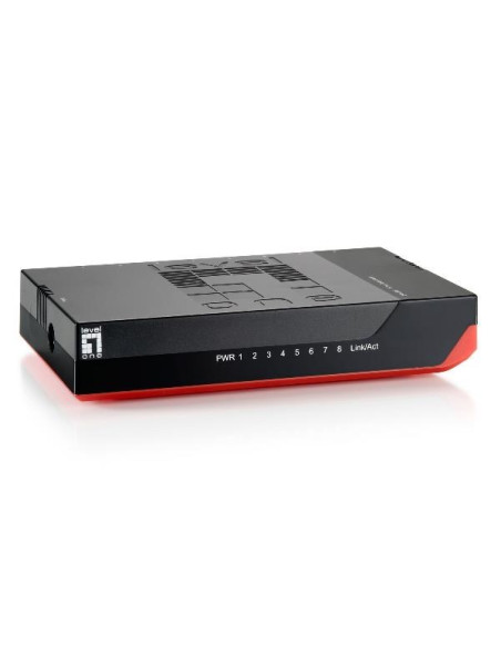 Levelone Gsw-0807 Przełącznik Sieciowy Nie Zarządzany Gigabit Ethernet (10/100/1000) Czarny, Czerwony