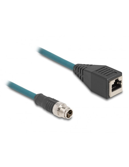 Delock M12 Kabel Adaptera Z Kodowaniem X 8-Pinowe Męski Do Żeńskiego Rj45 O Długości 50 Cm