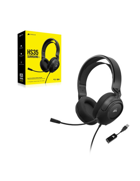 Corsair Hs35 Surround V2 Zestaw Słuchawkowy Przewodowa Opaska Na Głowę Gaming Czarny