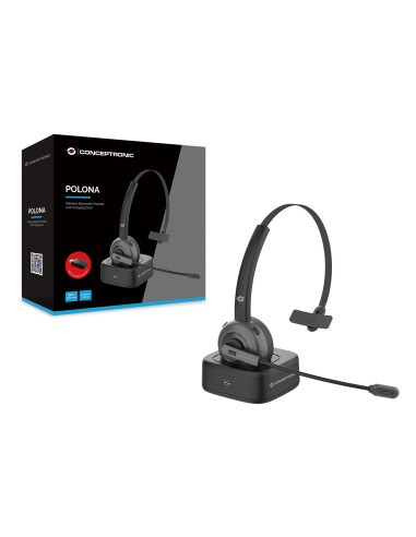 Conceptronic Polona03Bd Słuchawki/Zestaw Słuchawkowy Bezprzewodowy Opaska Na Głowę Biuro/Centrum Telefoniczne Bluetooth Podstawk