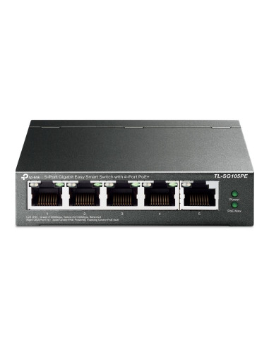 Tp-Link Tl-Sg105Pe Przełącznik Sieciowy Zarządzany L2 Gigabit Ethernet (10/100/1000) Obsługa Poe Czarny
