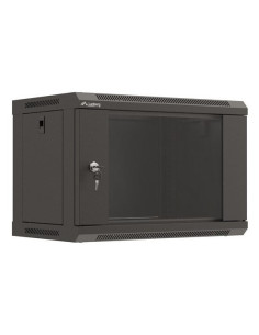 Lanberg Szafa Instalacyjna Rack Wisząca 19" 6U 540X350 Czarna Drzwi Przeszklone (Flat Pack)