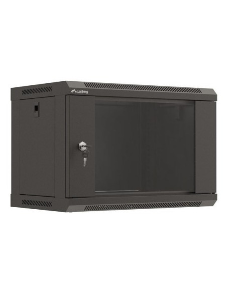 Lanberg Szafa Instalacyjna Rack Wisząca 19" 6U 540X350 Czarna Drzwi Przeszklone (Flat Pack)