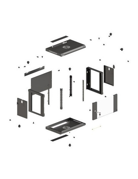 Lanberg Szafa Instalacyjna Rack Wisząca 19" 6U 540X350 Czarna Drzwi Przeszklone (Flat Pack)