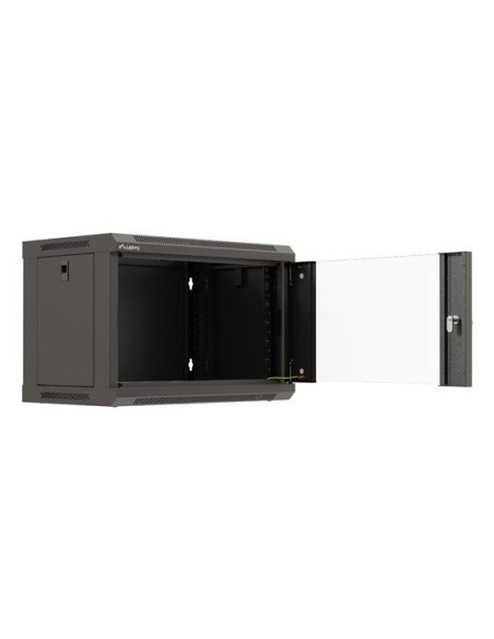 Lanberg Szafa Instalacyjna Rack Wisząca 19" 6U 540X350 Czarna Drzwi Przeszklone (Flat Pack)