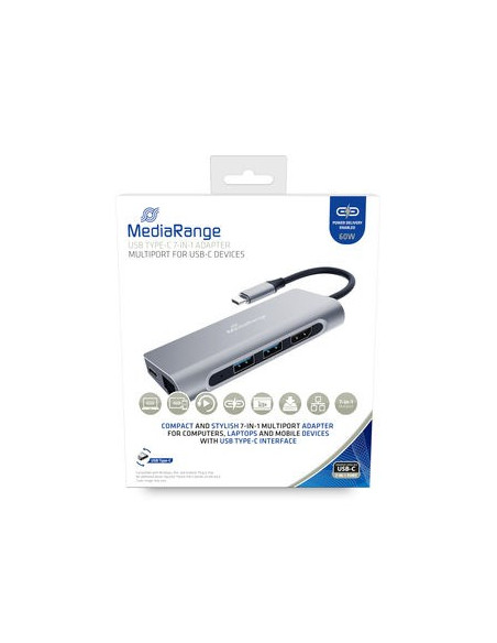 Mediarange Mrcs510 Stacja Dokująca Usb 3.2 Gen 1 (3.1 Gen 1) Type-C Srebrny