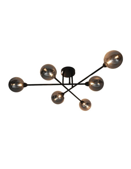 Ceiling Light Bora 6Xg9 Black/Smoky
