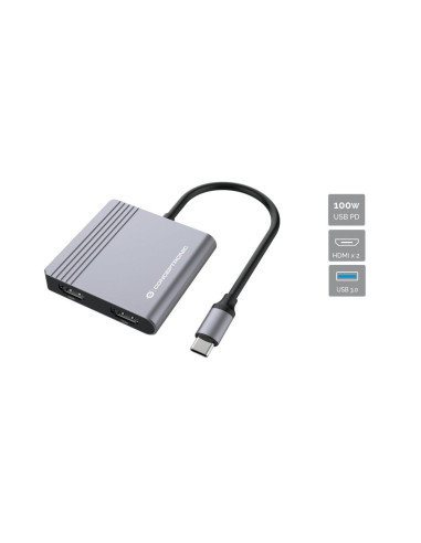 Conceptronic Donn13G Stacja Dokująca Przewodowa Usb 3.2 Gen 1 (3.1 Gen 1) Type-C Szary