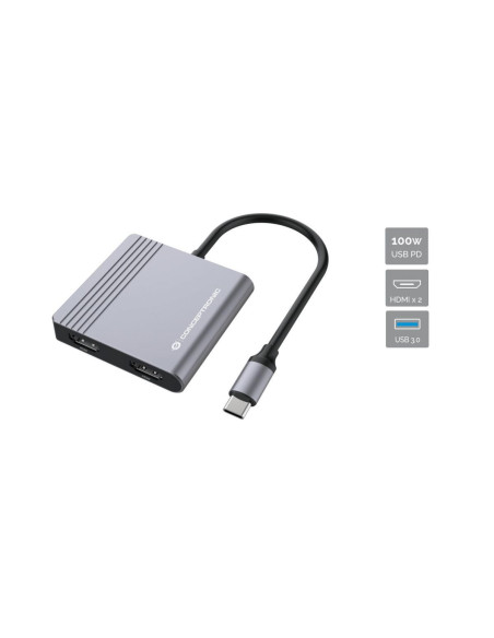 Conceptronic Donn13G Stacja Dokująca Przewodowa Usb 3.2 Gen 1 (3.1 Gen 1) Type-C Szary